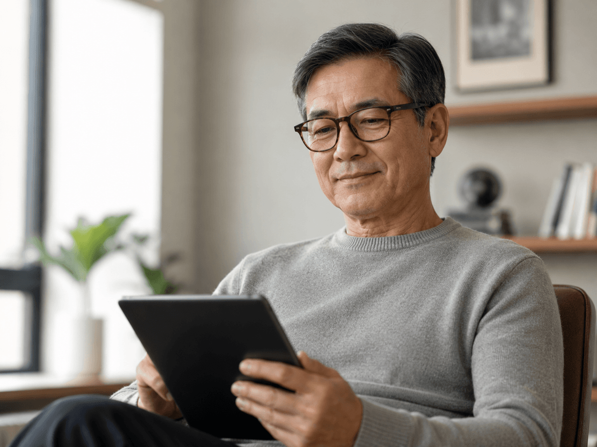 Older patient researching cataract treatment
